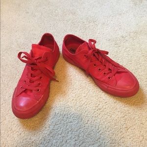 All Red Converse Low-Tops